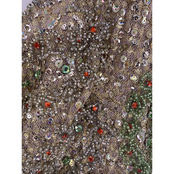 Vintage NEIMAN MARCUS Hand Beaded Maxi Dress Green NOS - Picture 6 of 11